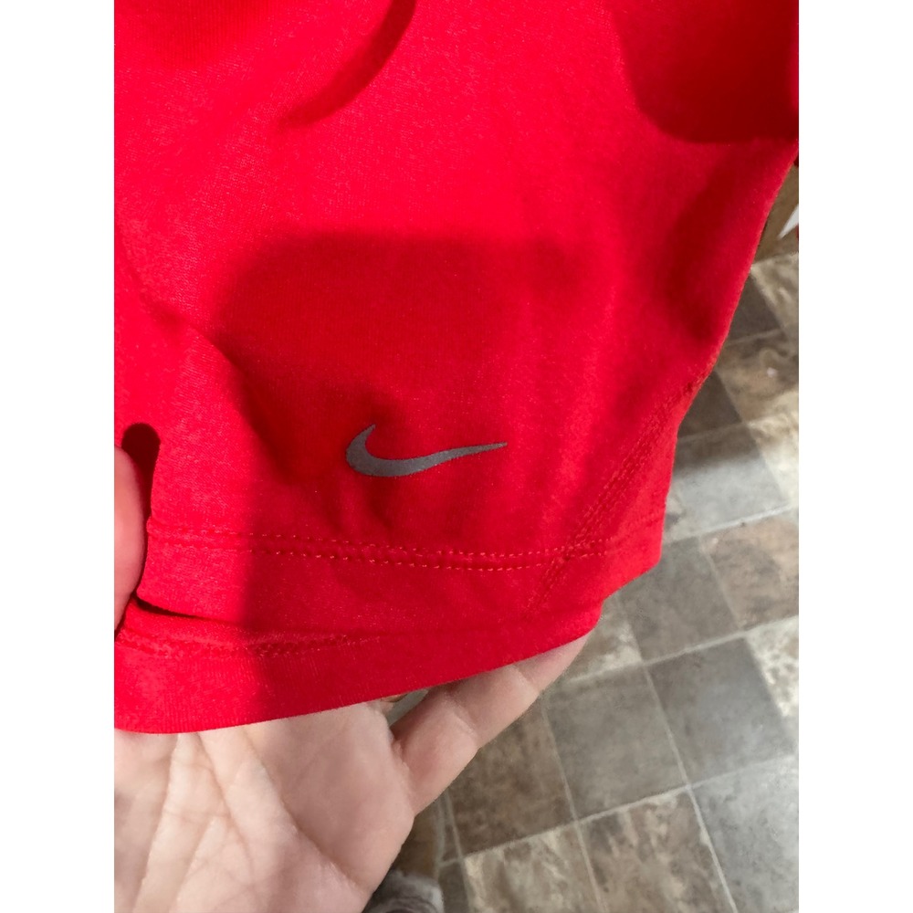 Nike Dri-FIT Womens‎ Red Mesh Panel Long Sleeve V-Neck Training Top Medium